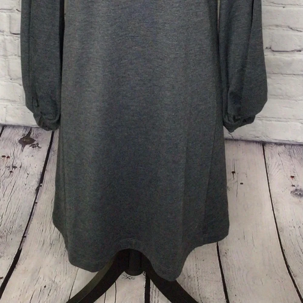 LOFT Gray Jersey Knit Ballon Sleeve Pullover Dress Small NWT